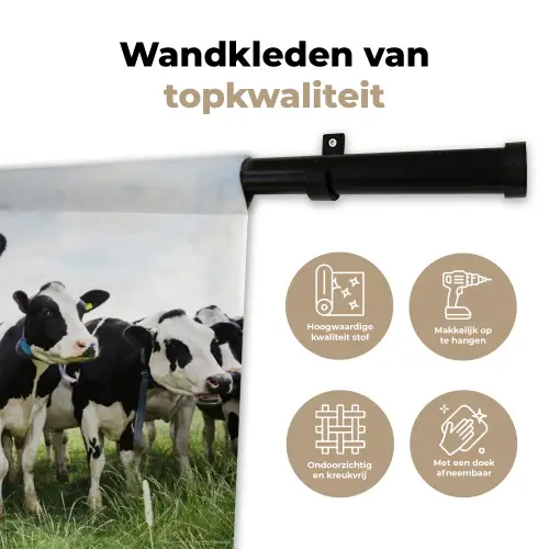 Koeien - Gras - Lente - Dieren - Weiland - Boerderij Wandkleed katoen klein -sfeer2