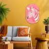 Zebra - Pink - Verf Wandcirkel Ovaal Forex klein -sfeer4