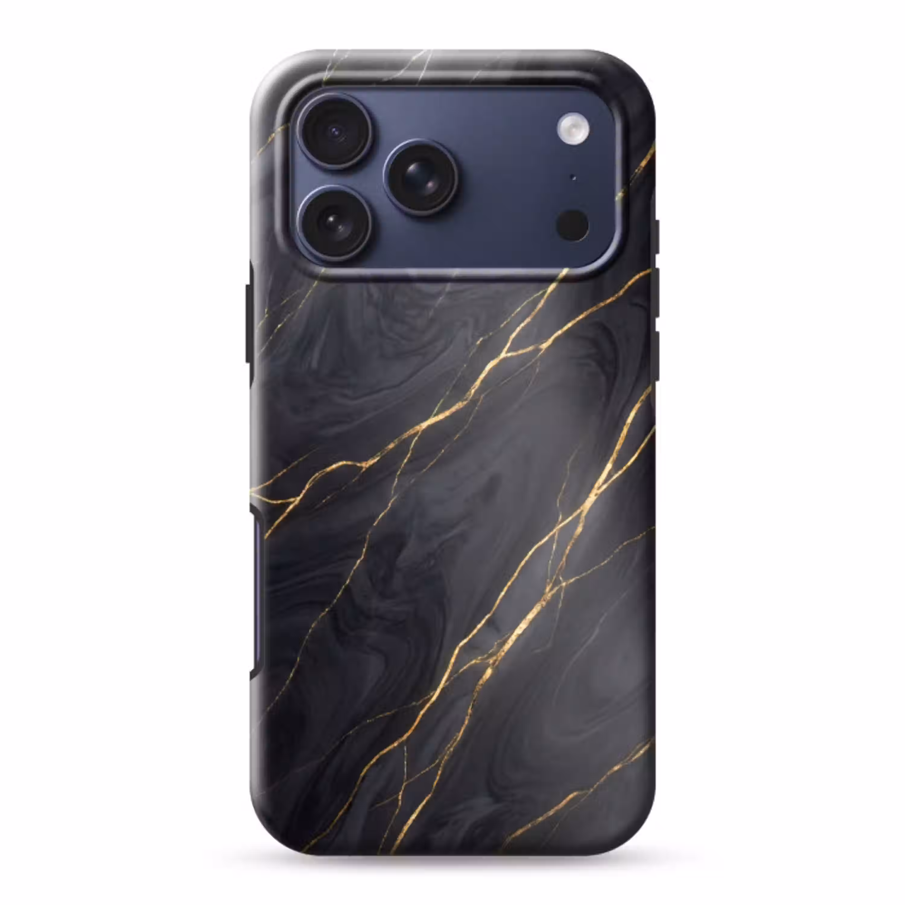 Marmer - Goudaders - Abstract - Modern - Zwart Toughcase MagSafe Apple iPhone 17 Pro Max klein -3d