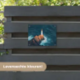 Vuurtoren - Rots - Zee - Golven tuinposter los doek klein -sfeer3