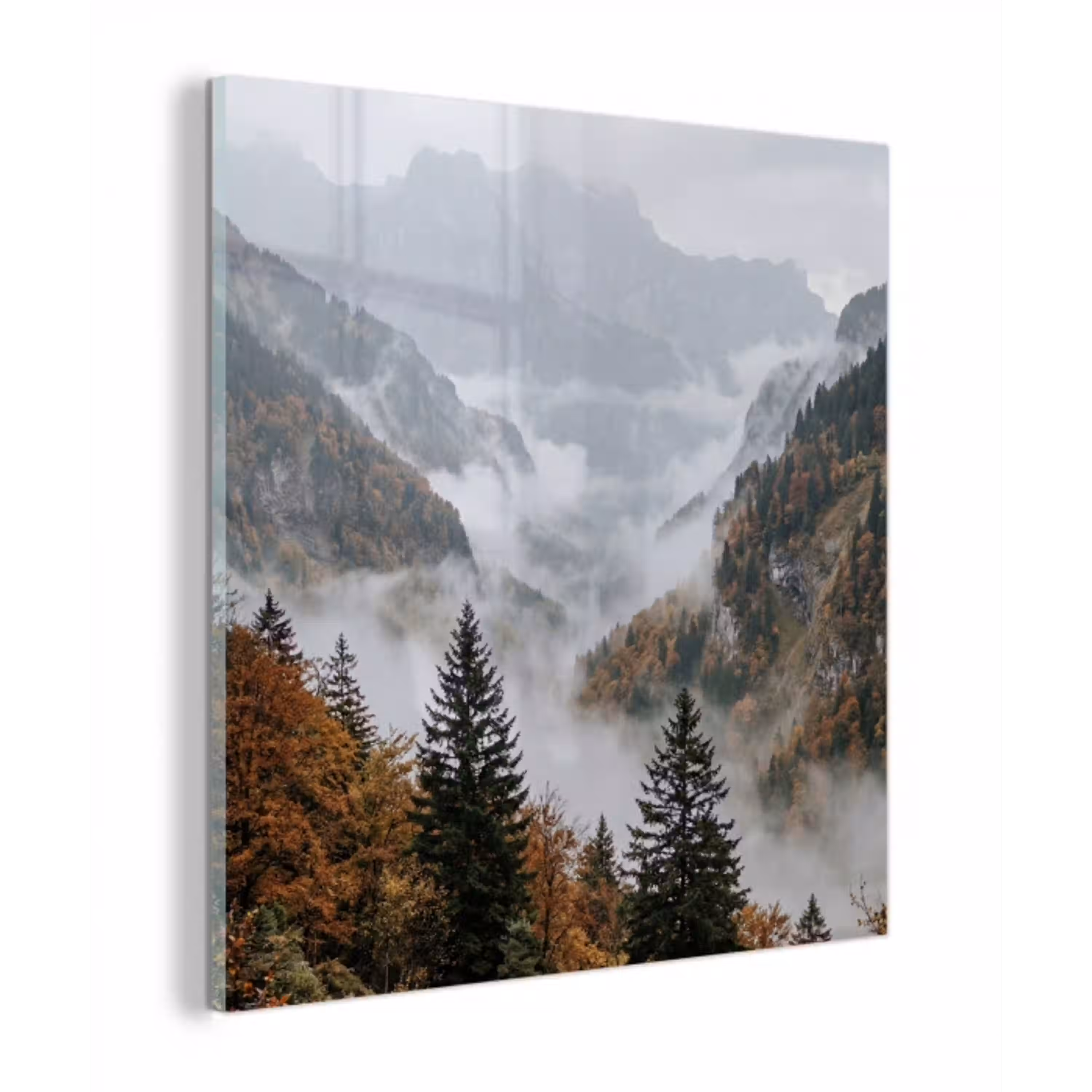Bergen - Vallei - Mist - Herfst - Natuur plexiglas 5mm klein -z3d