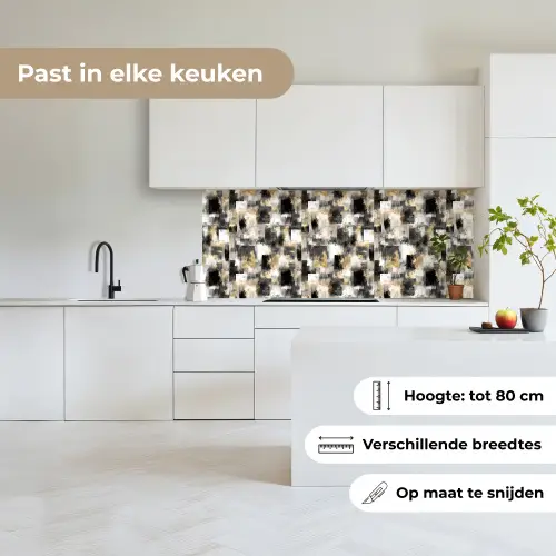 Penseelstrepen - Schaduwpatronen - Zwart - Goud keuken achterwand 2 middel 871 -sfeer4_NL