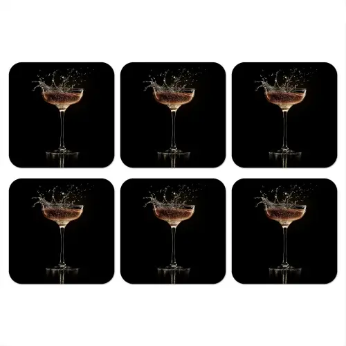 Cocktail - Zwart - Spetters - Glas onderzetter kurk middel -3d