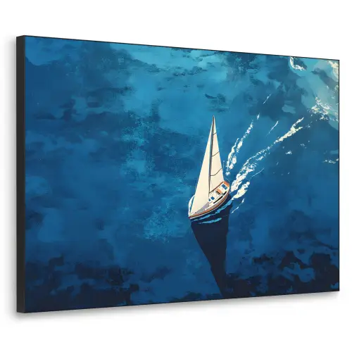 Zeilboot - Water - Abstract - Schaduw Textielframe - compleet frame klein -3d