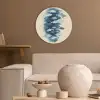 Vissen - Minimalistisch - Blauw Akoestische PET Vilt - Rond klein -sfeer1