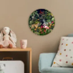 Jungle dieren - Natuur - Jongens - Meisjes - Flamingo - Zebra Wandcirkel kunststof plaat 5mm dik klein -tsfeer1_kind