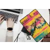 Vrouw - Verfstrepen - Gekleurd laptophoes neopreen klein -bureau
