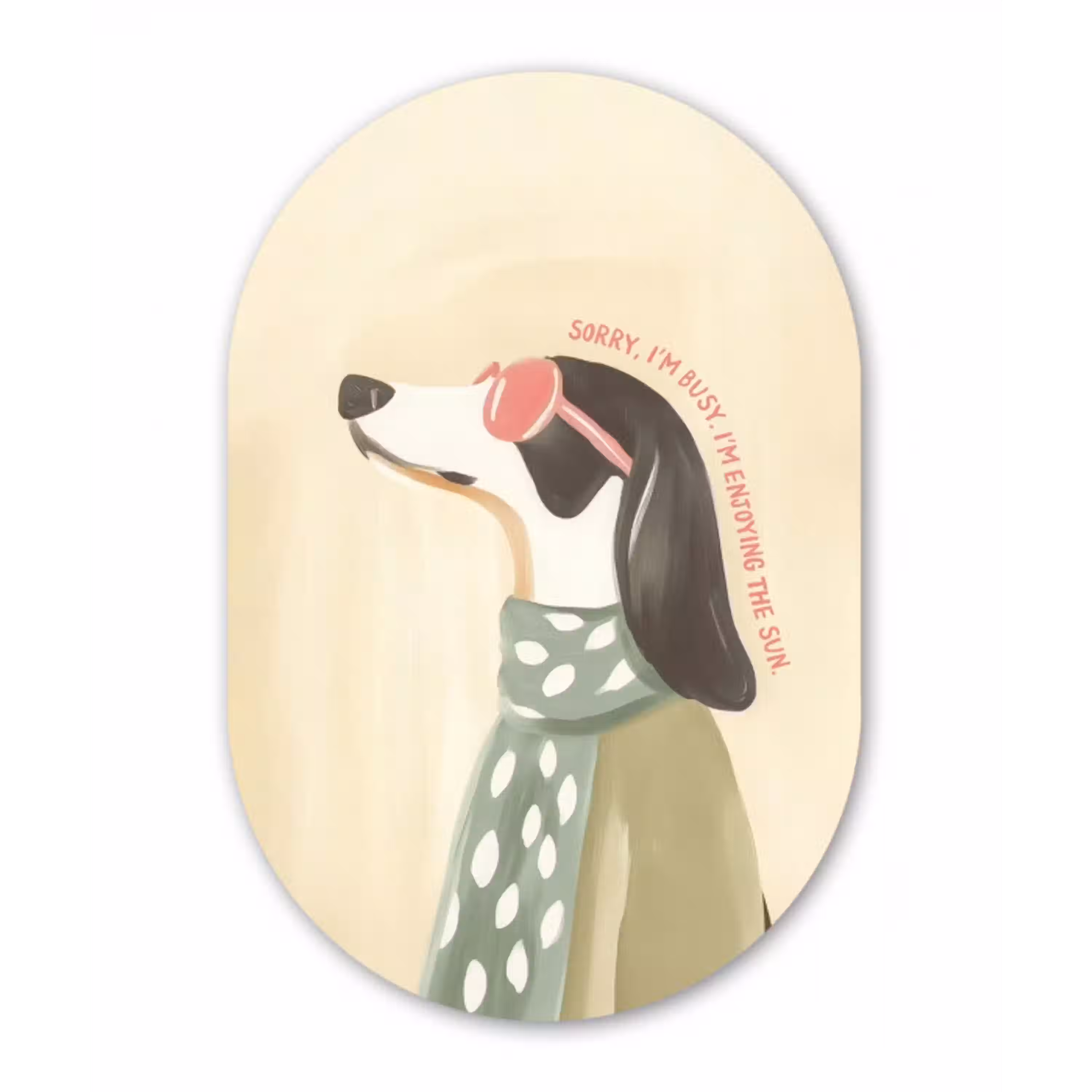 Quote - Hond - Zonnebril Wandcirkel Ovaal Glas middel -3d