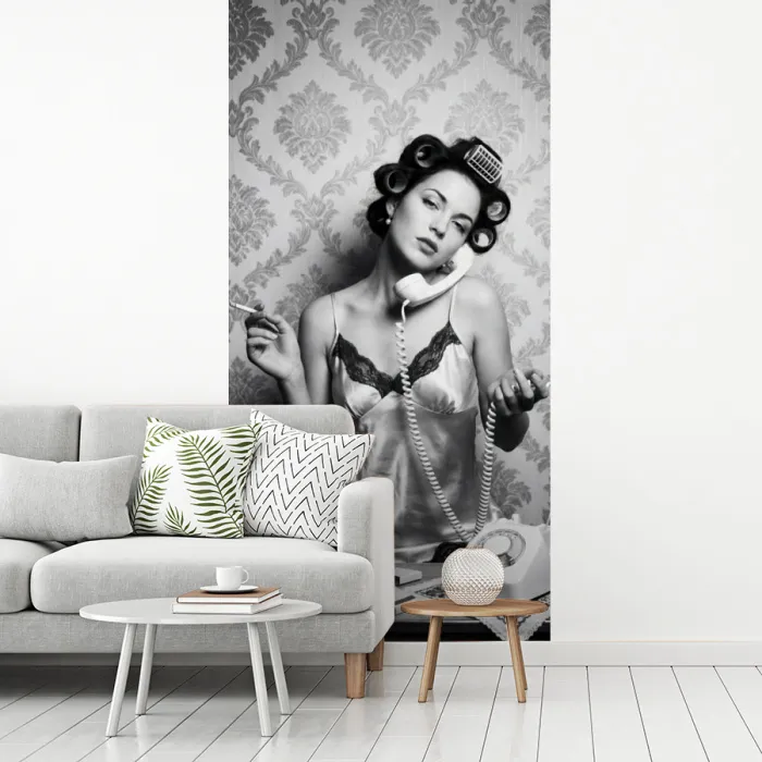 Chic - Vrouw - Zwart - Wit fotobehang vinyl groot -woonkamer