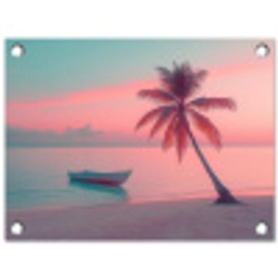 Zee - Boot - Zonsondergang tuinposter los doek klein -3d