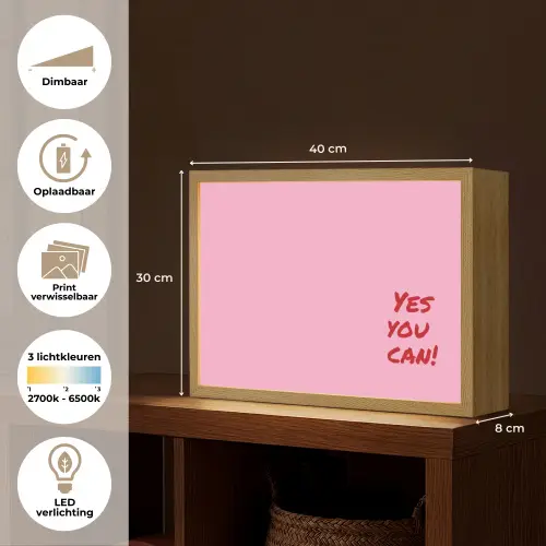Yes you can do it - Rood - Roze Light Box met batterij (Wandlamp) middel -USP_websiteoverzichtNL