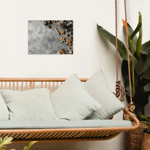 Winter - Kerst - Beton - Dennenappels tuinposter los doek klein -sfeer7