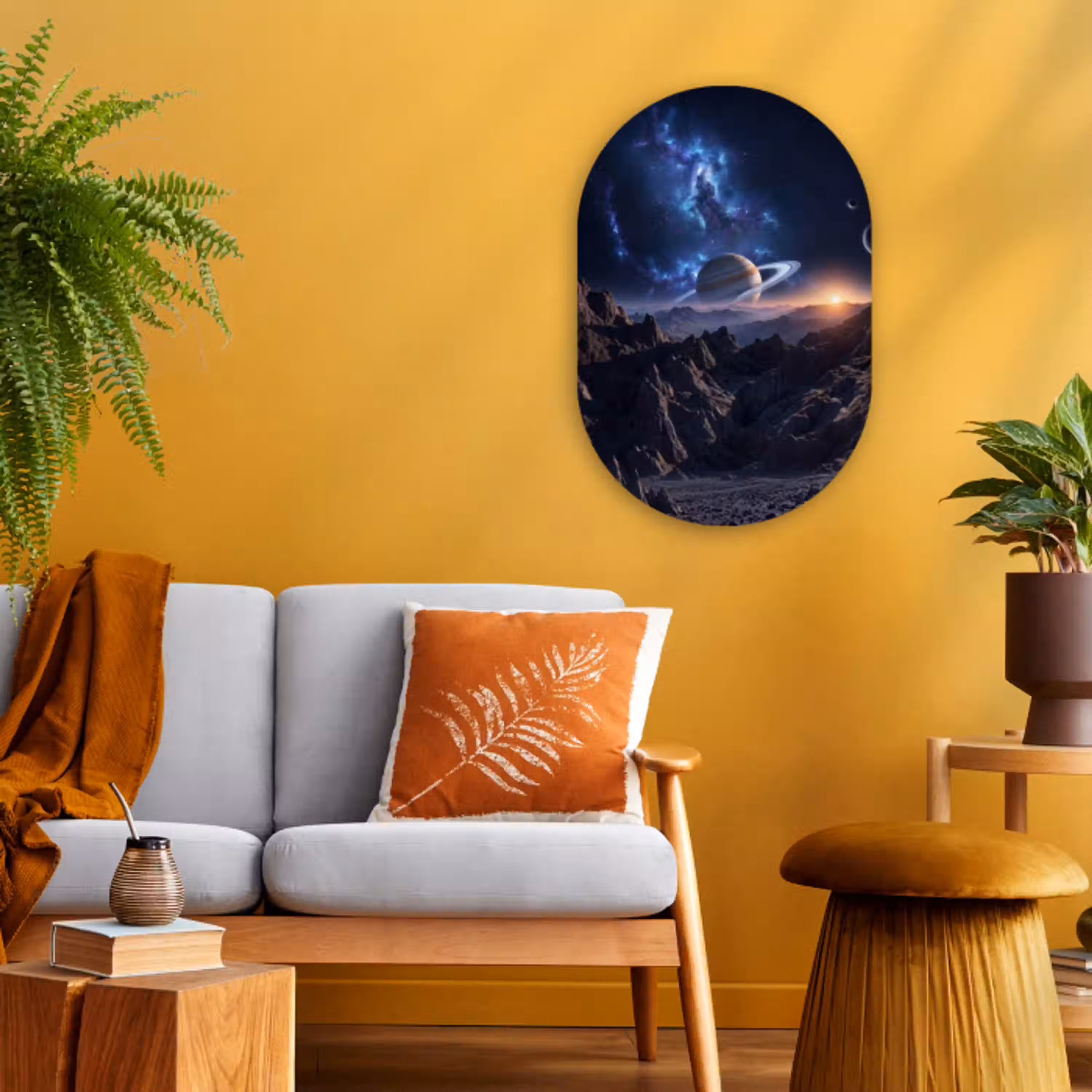 Fantasy - Kosmos - Landschap Wandcirkel Ovaal Forex klein -sfeer4