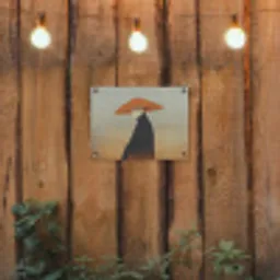 Minimalistisch - Silhouet - Oranje tuinposter los doek klein -sfeer1
