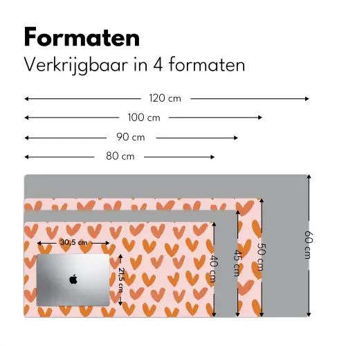 Hartjes - Getekend - Oranje Muismat XXL klein 681 -sfeer5