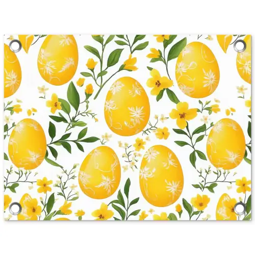 Bloemen - Paaseieren - Geel tuinposter los doek klein -3d