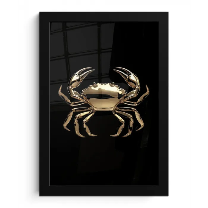 Goud - Krab - Dieren - Zwart fotolijst zwart zonder passe partout klein -3d