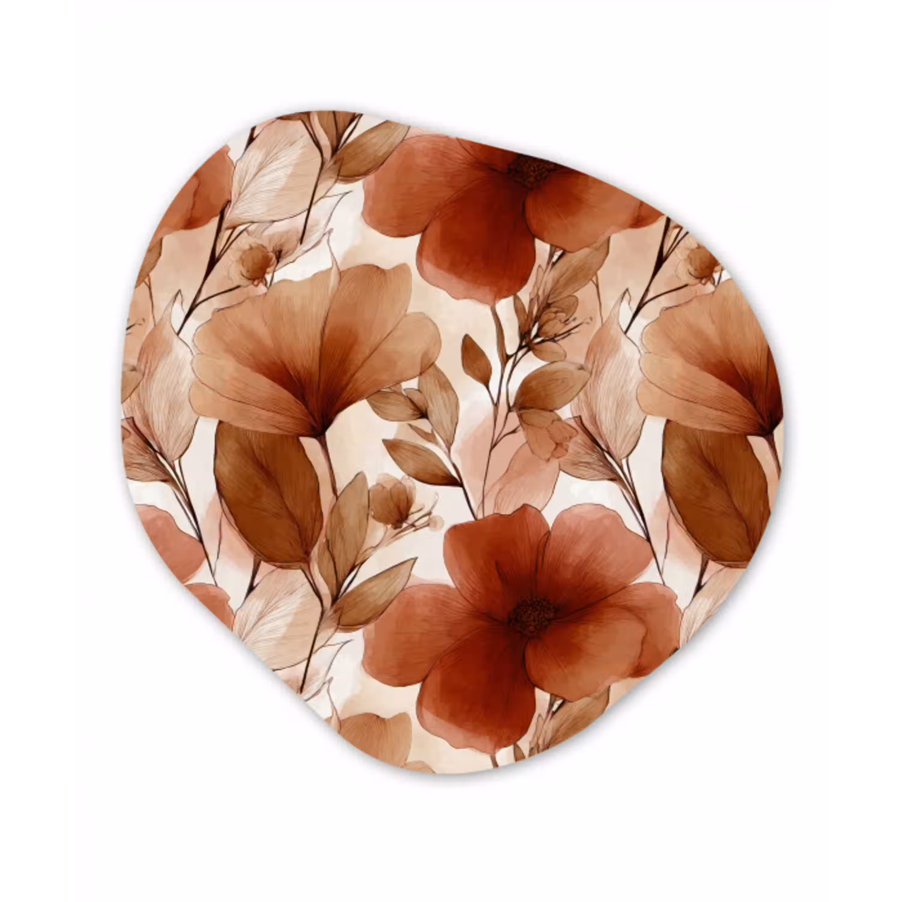 Bloemen - Aquarel - Botanisch - Terracotta Wandcirkel Organisch Aluminium middel 851 -3d