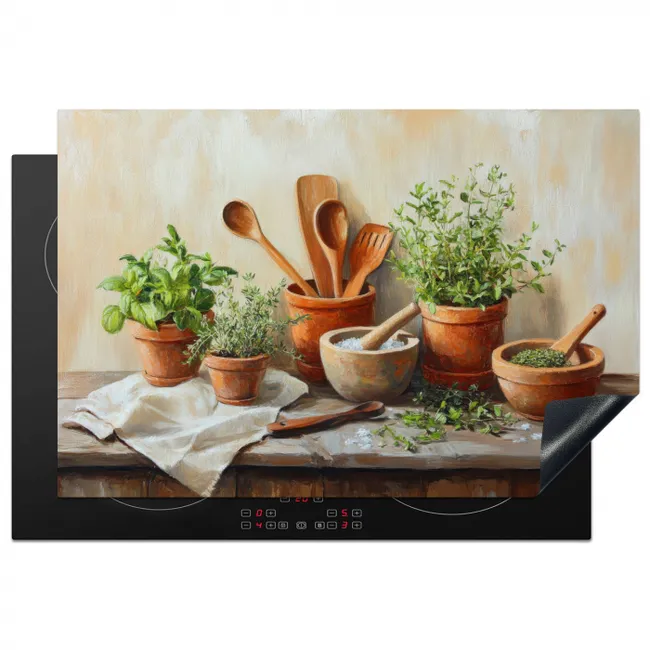 Potten - Kruiden - Hout Inductie beschermer vinyl 3mm klein -3d