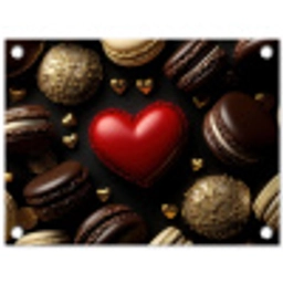 Macarons - Rood - Hart tuinposter los doek klein -3d