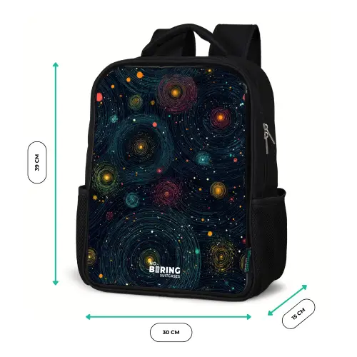 Sterren - Planeten - Kleurrijk Rugzak - Zwart middel -productfoto_formaten