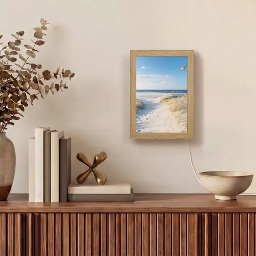 Duin - Meeuw - Strand - Zee - Zon Light Box met kabel (Tafellamp) klein -sfeer2