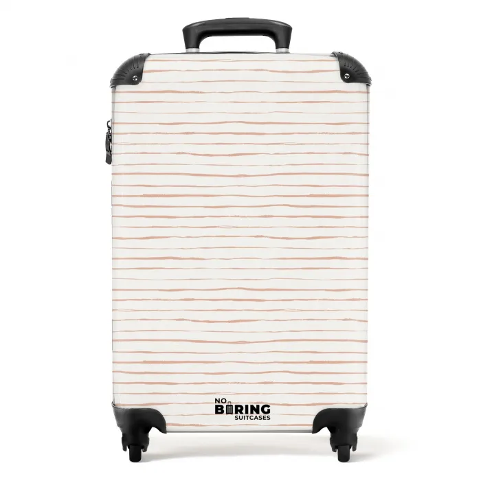 Onregelmatige terracottalijnen op lichtbeige ondergrond NBS - Handbagage koffer - Volwassenen Unisex middel -productfoto_recht