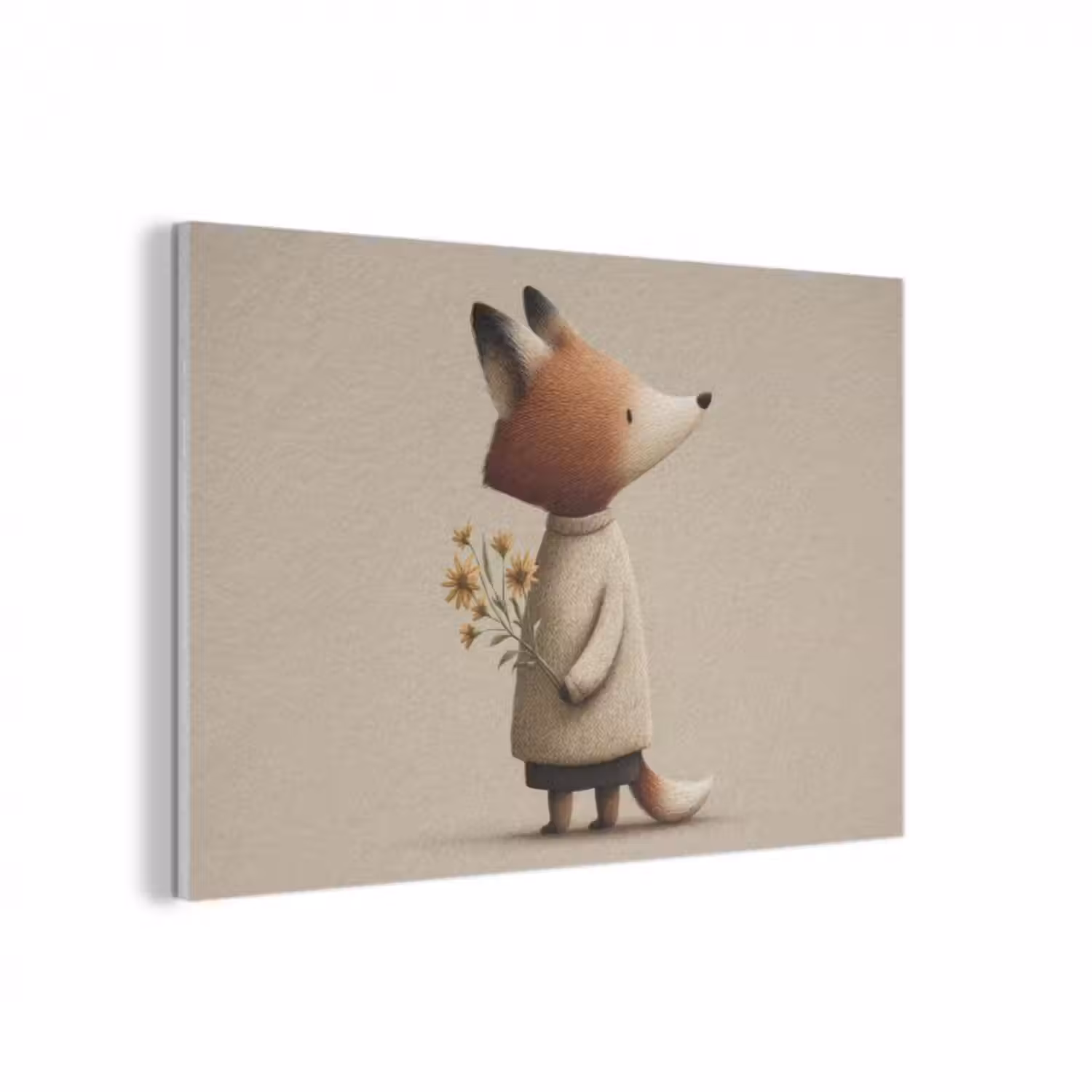 Akustikbild - Fuchs - Gelbe Blumen - Minimalistisch