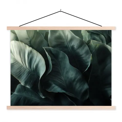 Groen - Bladeren - Glad - Nerven textielposter latten blank klein -3d
