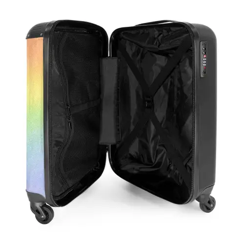 Pastel regenboog Koffer - NBS - Handbagage middel -binnenkant