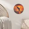 Walvis - Zon - Zee Wandcirkel behangsticker klein -sfeer4
