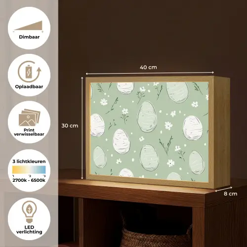 Groen - Eieren - Patroon Light Box met batterij (Wandlamp) middel -USP_websiteoverzichtNL