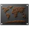 Wereldkaart - Koffie - Grijs tuinposter los doek klein -3d