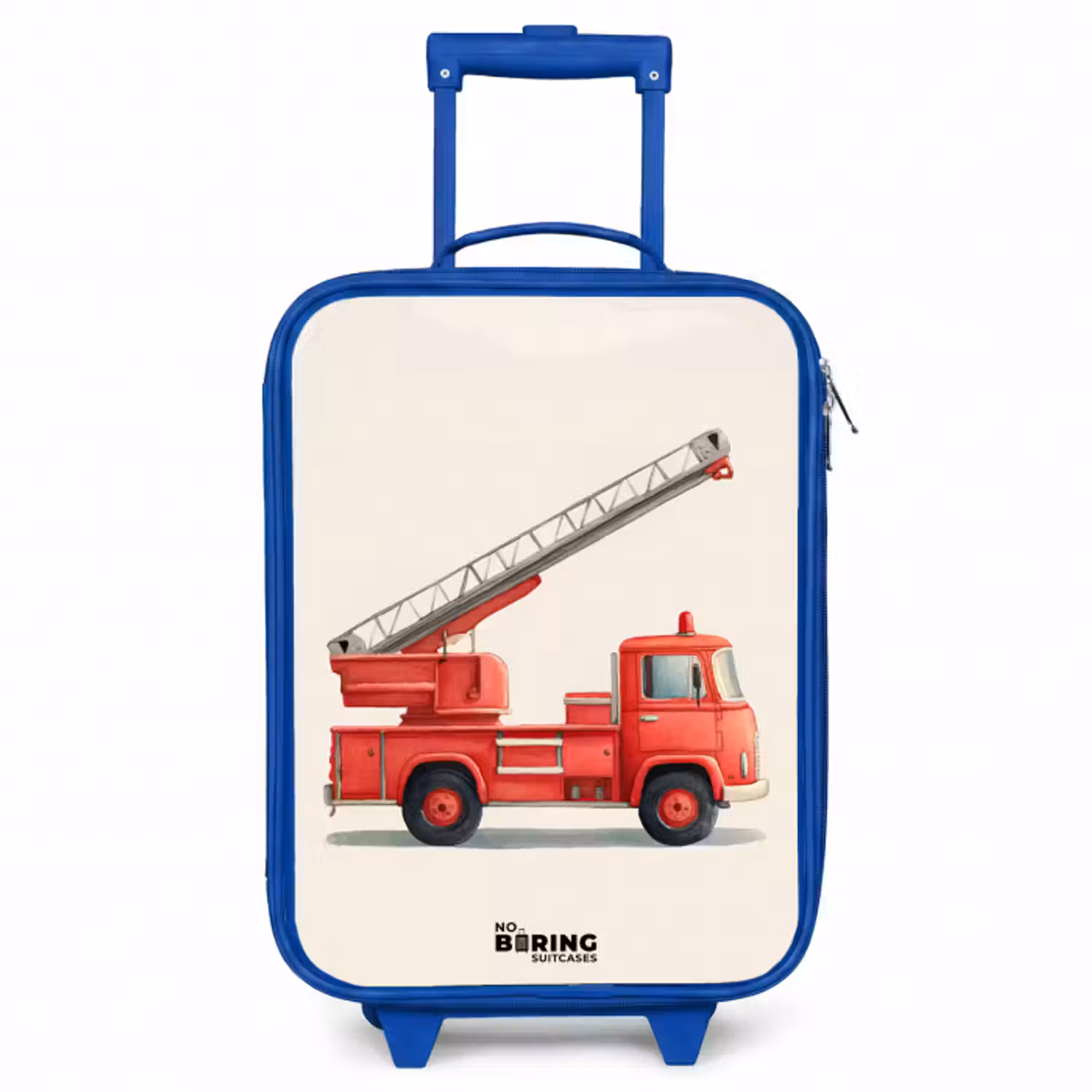 Kinderkoffer - Blauw - Brandweerwagen - Getekend - Rood