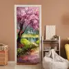 Watercolor - Natuur - Bomen - Kunst - Bloemen deurposter klein -sfeer1