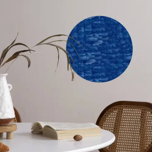 Verf - Strepen - Blauw Wandcirkel behangsticker klein 186 -sfeer3