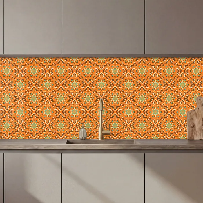 Oranje - Mandala - Design - Bohemian - Vintage keuken achterwand 2 middel 871 zz_3dshopping