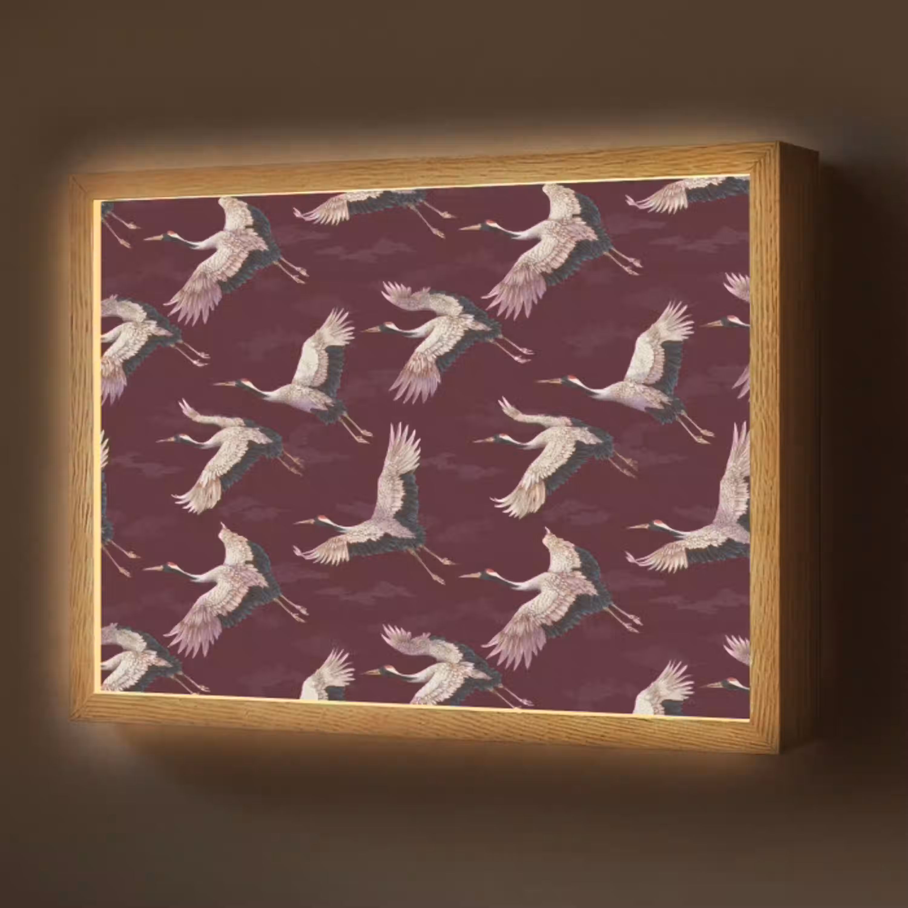 Kraanvogels - Klassiek - Bordeaux Light Box met batterij (Wandlamp) middel 907 -z3d_website