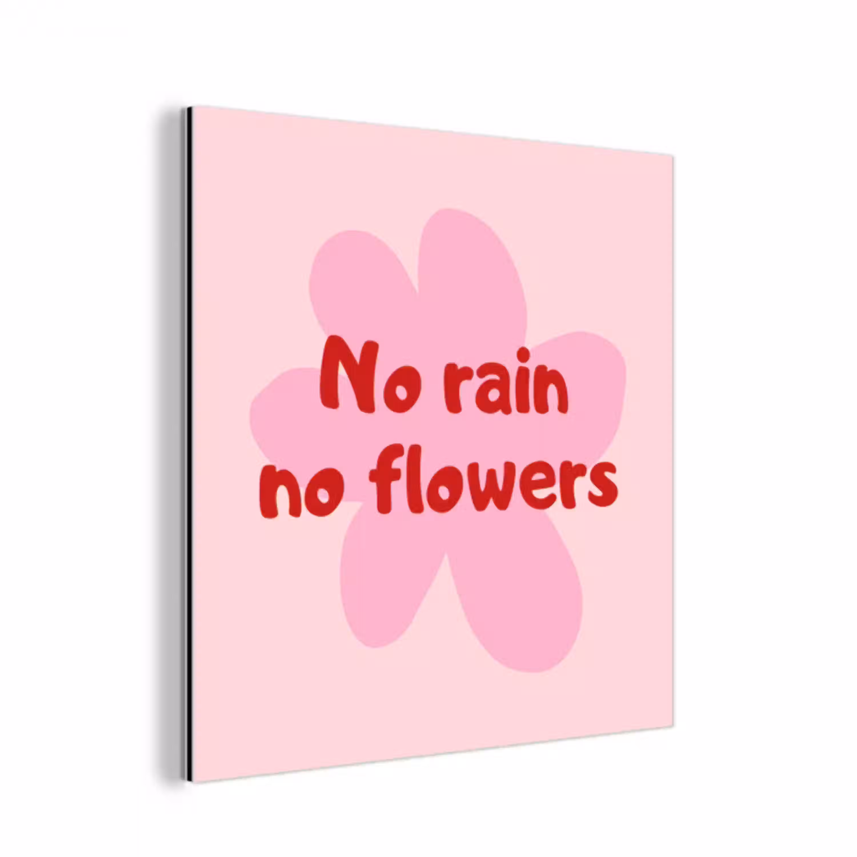 No rain no flowers - Bloem - Roze aluminium wit klein -3d