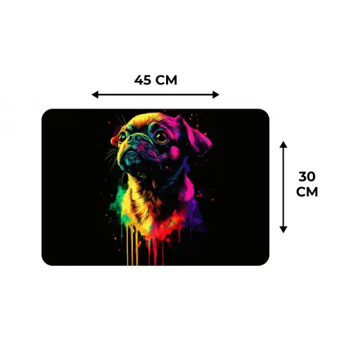 Puck - Hond - Verf - Kleuren Placemat vinyl groot -specs