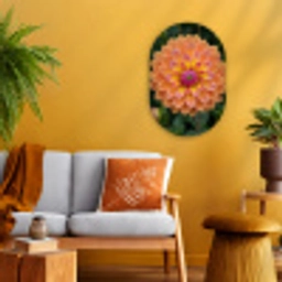 Dahlia - Bloem - Oranje Wandcirkel Ovaal Forex klein -sfeer4