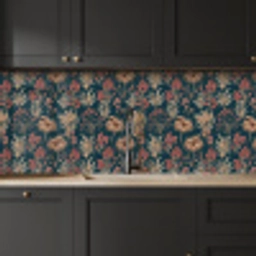 Botanisch - Patroon - Blauw keuken achterwand 2 middel 871 -sfeer1