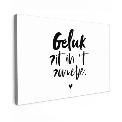 Geluk zit in 't zonnetje - Tekst - Zomer - Quotes Tuinposter op houten frame 2 cm dik klein -3d