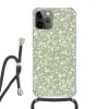 Bloemen - Print - Groen - Wit Hoesje iPhone 12 Pro met koord klein -3d