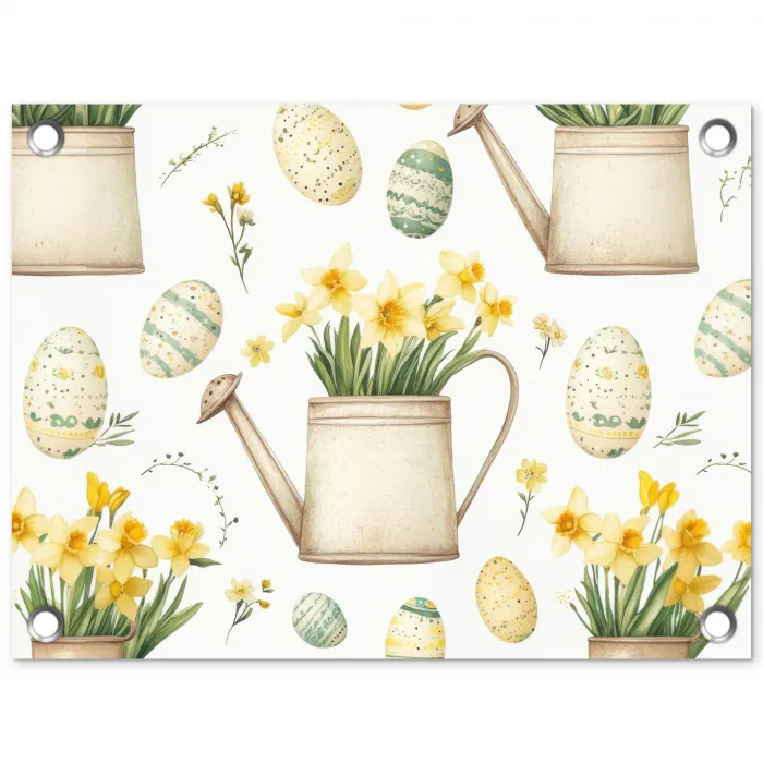 Gieter - Bloemen - Eieren tuinposter los doek klein -3d