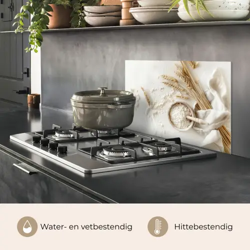 Bloem - Hout - Tarwe keuken achterwand spatscherm klein -usp_NL