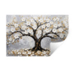 Boom - Bloemen - Natuur - Abstract - Wit Muursticker klein -3d