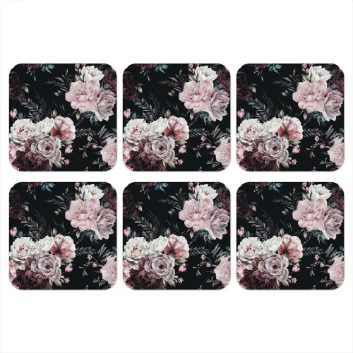 Vintage - Rozen - Romantisch - Bloemen onderzetter kurk middel -3d