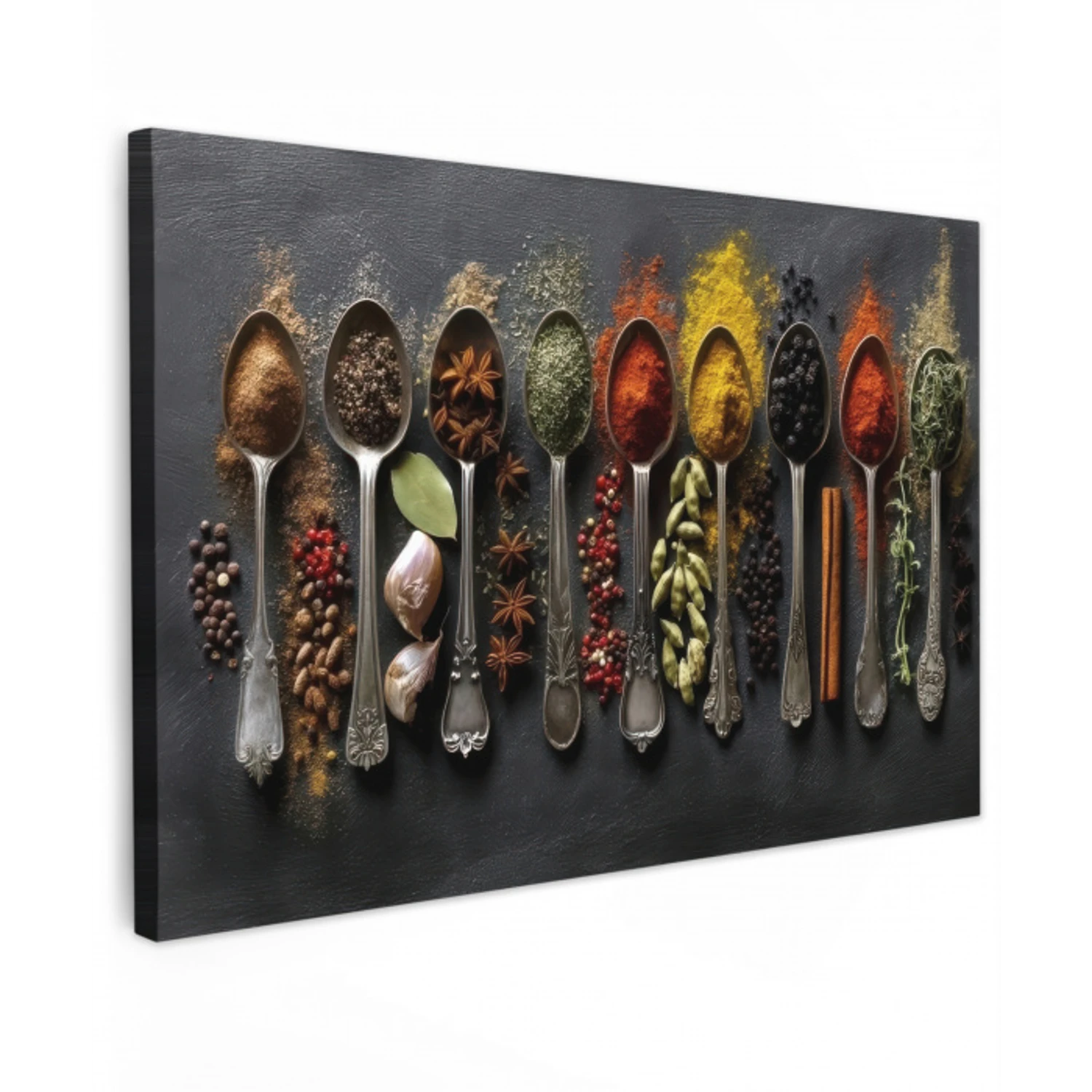 Lepels - Specerijen - Kaneel - Chili Tuinposter op houten frame 2 cm dik klein -3d