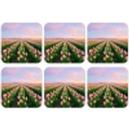 Tulpen - Landschap - Roze onderzetter kurk middel -zkaufland3dotto